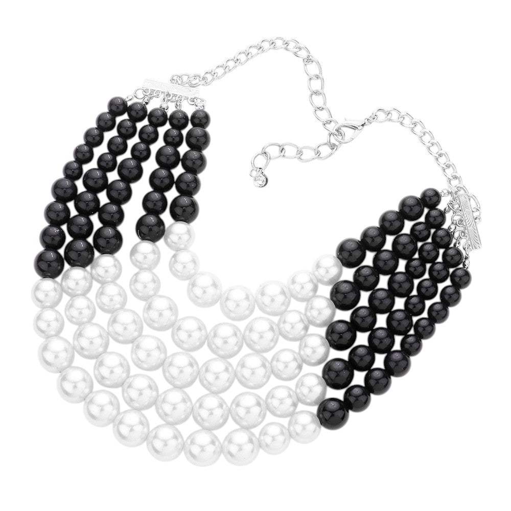 Chunky Multi Strand Pearl Bib Necklace - Madeline Love - Flyclothing LLC