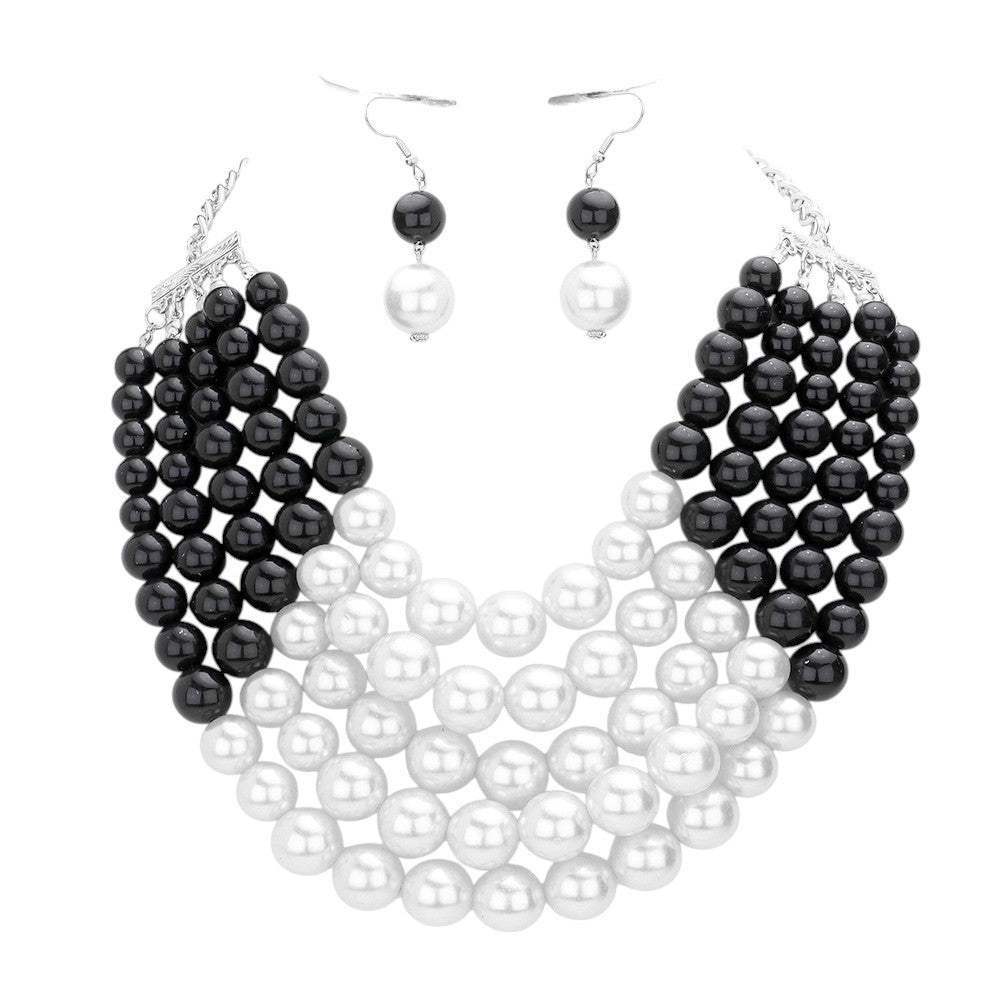 Chunky Multi Strand Pearl Bib Necklace - Madeline Love - Flyclothing LLC