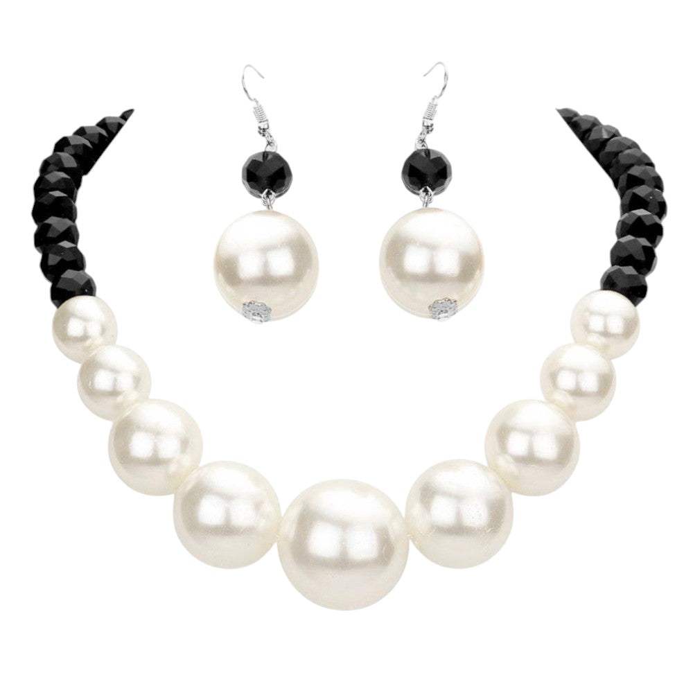 Faceted Beaded Chunky Pearl Necklace - Madeline Love - Flyclothing LLC