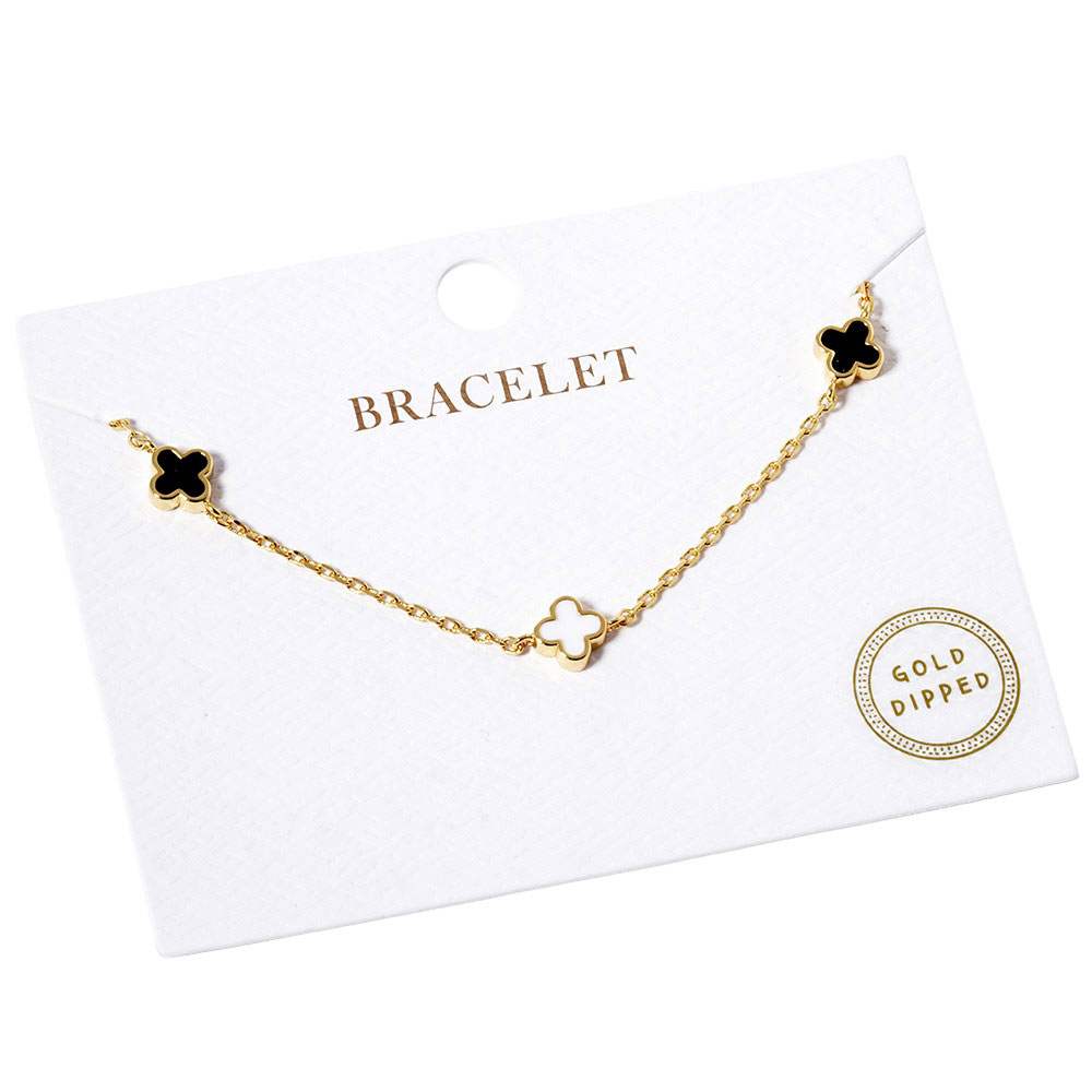 Gold Dipped Triple Quatrefoil Link Bracelet - Madeline Love - Flyclothing LLC