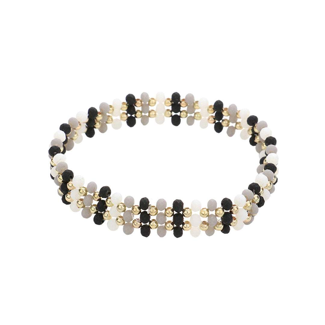 Metal Ball Faceted Beaded Stretch Bracelet - Madeline Love - Flyclothing LLC