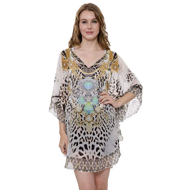 Mixed Print Cover Up Poncho - Madeline Love - Flyclothing LLC