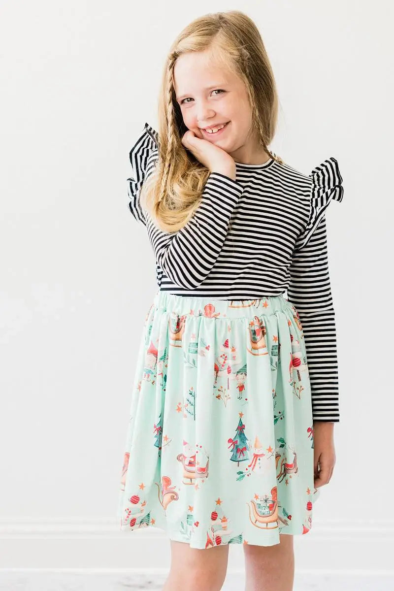 Black & White Stripe L/S Ruffle Tee - Mila & Rose ® - Flyclothing LLC