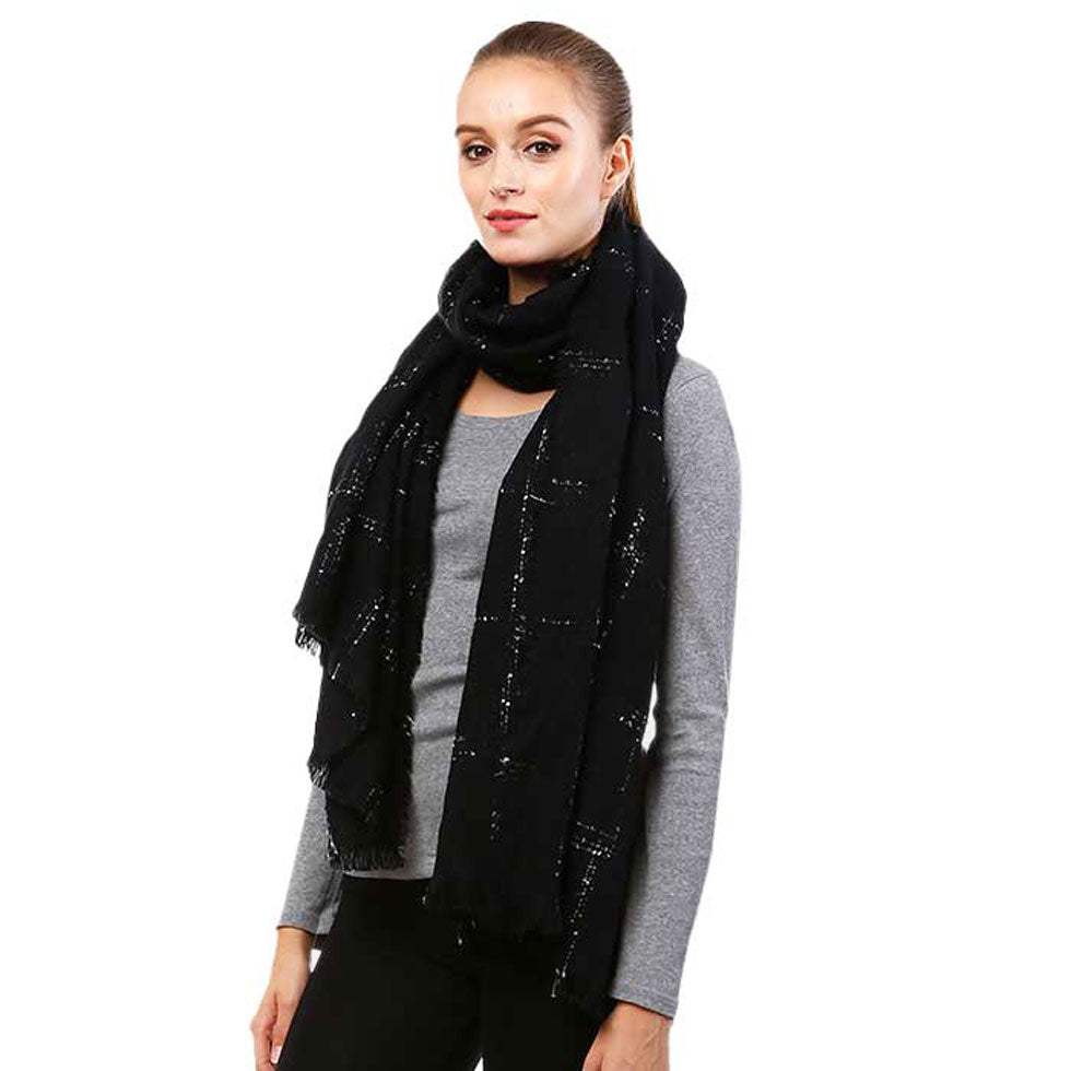 Windowpane Check Oblong Scarf - Madeline Love - Flyclothing LLC