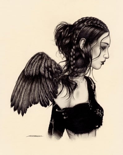 Black Market Art Company Black Wings Cold Embrace Print