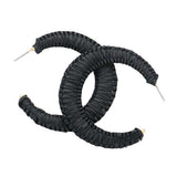 Woven Raffia Hoop Earrings - Madeline Love - Flyclothing LLC