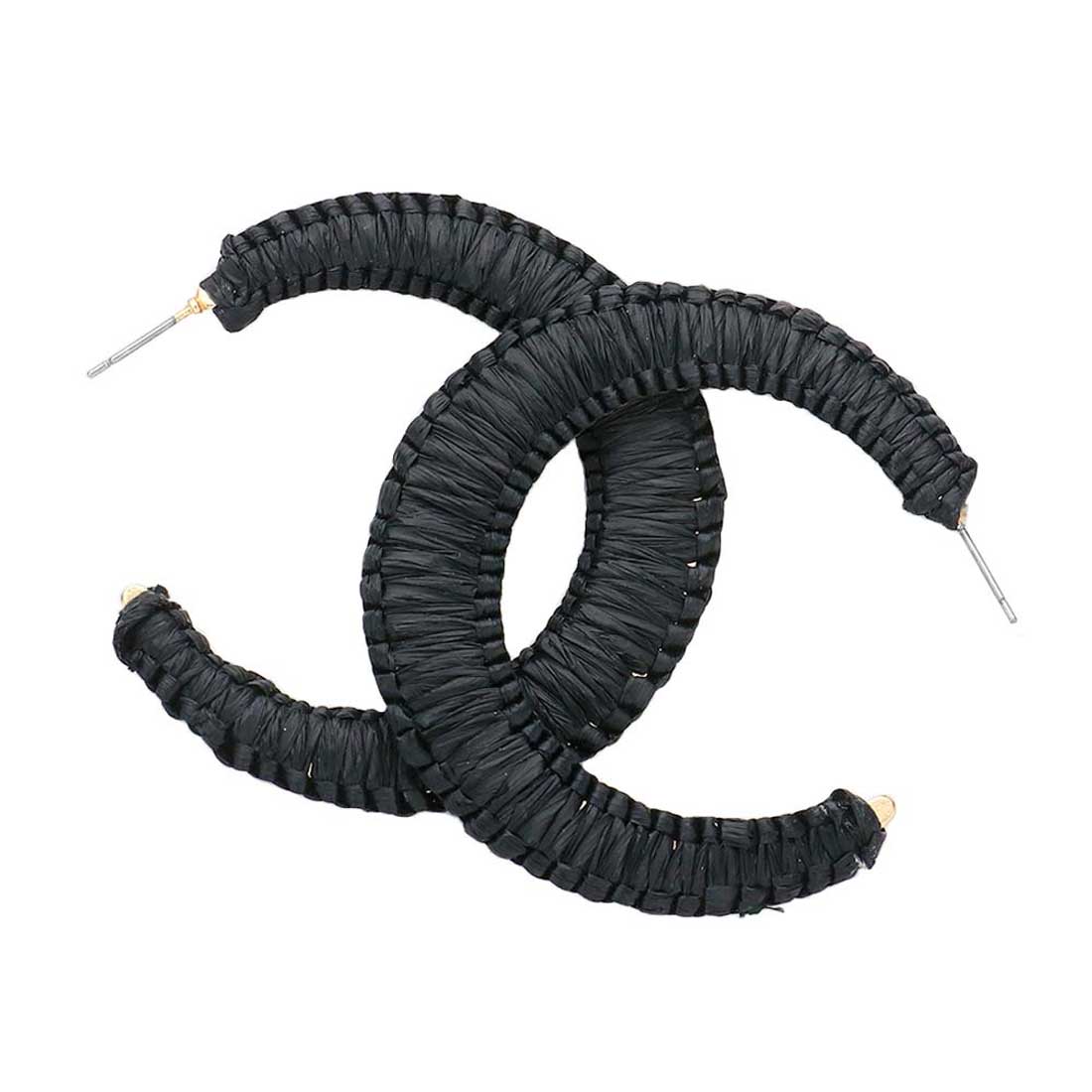 Woven Raffia Hoop Earrings - Madeline Love - Flyclothing LLC