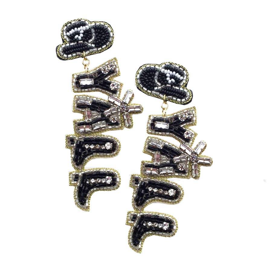 Yall Felt Back Beaded Message Dangle Earrings - Madeline Love - Flyclothing LLC