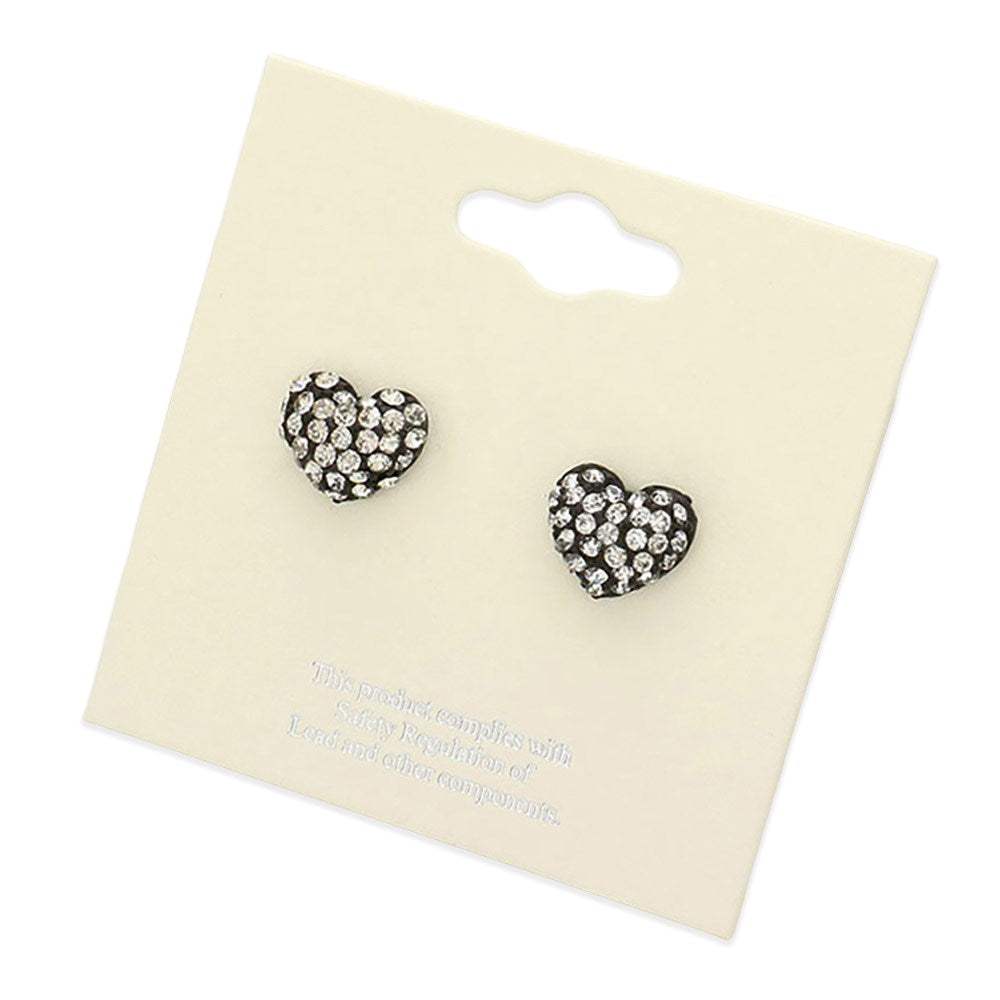 Crystal Pave Heart Stud Earrings - Madeline Love - Flyclothing LLC