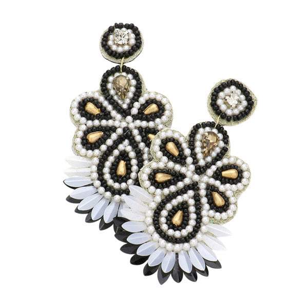 Boho Stone Beaded Sequin Dangle Earrings - Madeline Love - Flyclothing LLC
