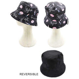 Stylish Message Lipstick Patterned Reversible Bucket Hat - Madeline Love - Flyclothing LLC
