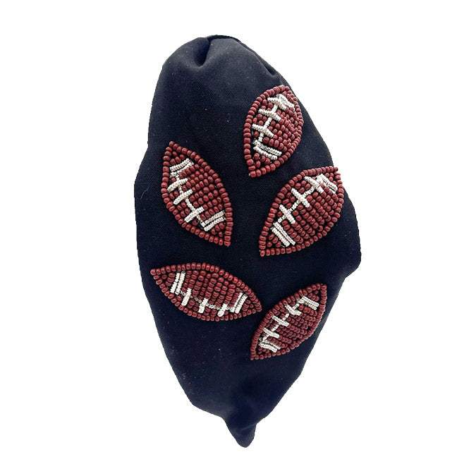 Seed Beaded Football Burnout Knot Headband - Madeline Love - Flyclothing LLC