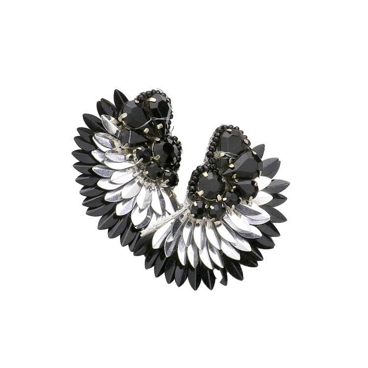Felt Back Stone Embellished Boho Fringe Earrings - Madeline Love - Flyclothing LLC