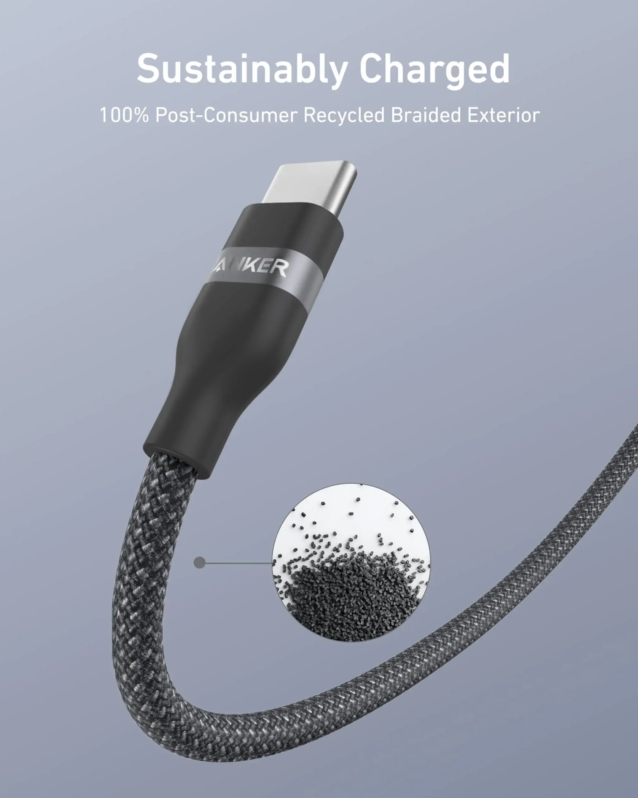 Anker USB-A to USB-C Cable (3 ft / 6 ft, Upcycled-Braided) - Anker - Flyclothing LLC