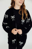 Black/Coconut Bow Cozy Cardigan