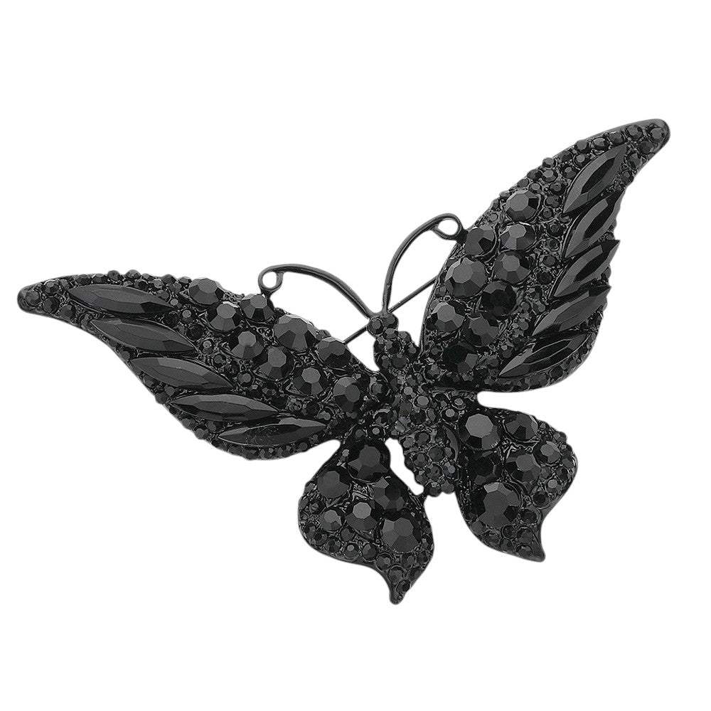 Glass Crystal Butterfly Pin Brooch - Madeline Love - Flyclothing LLC