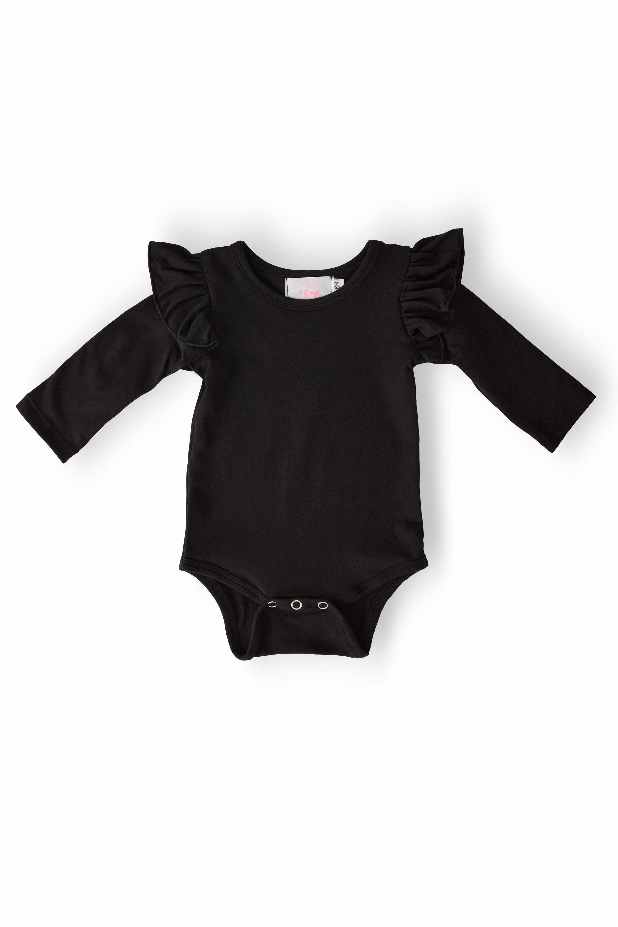 Black L/S Flutter Bodysuit - Mila & Rose ® - Flyclothing LLC