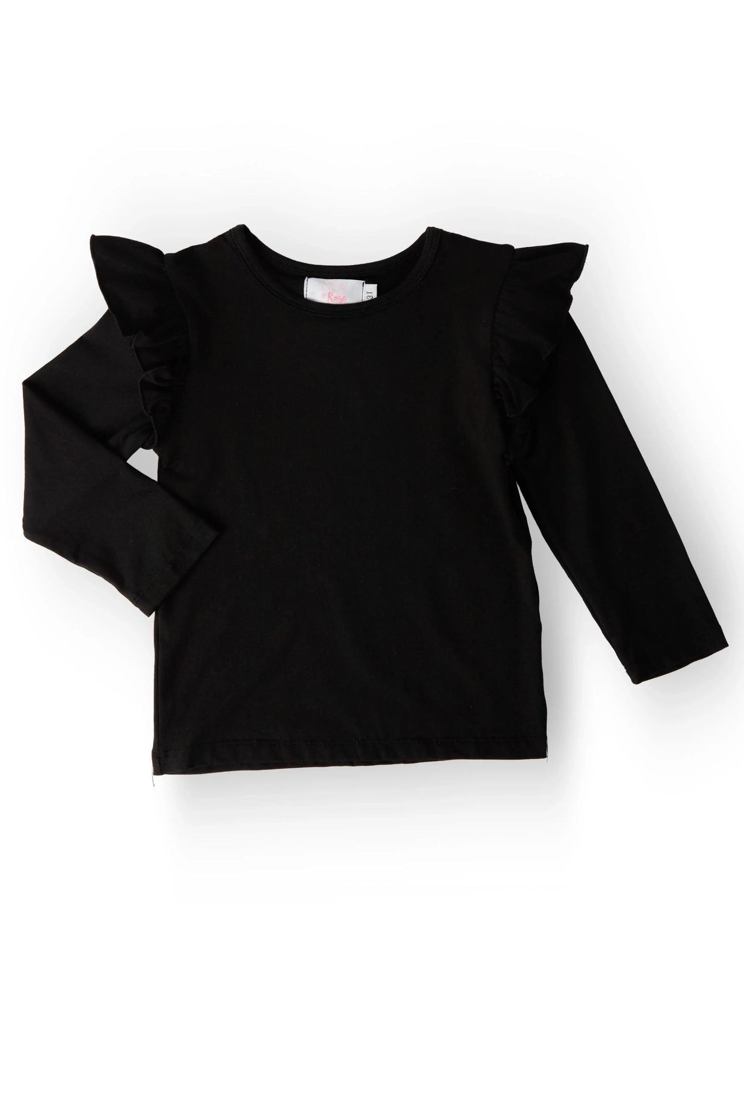 Black L/S Ruffle Tee - Mila & Rose ® - Flyclothing LLC