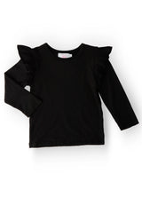 Black L/S Ruffle Tee - Mila & Rose ® - Flyclothing LLC