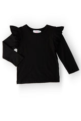 Black L/S Ruffle Tee - Mila & Rose ® - Flyclothing LLC