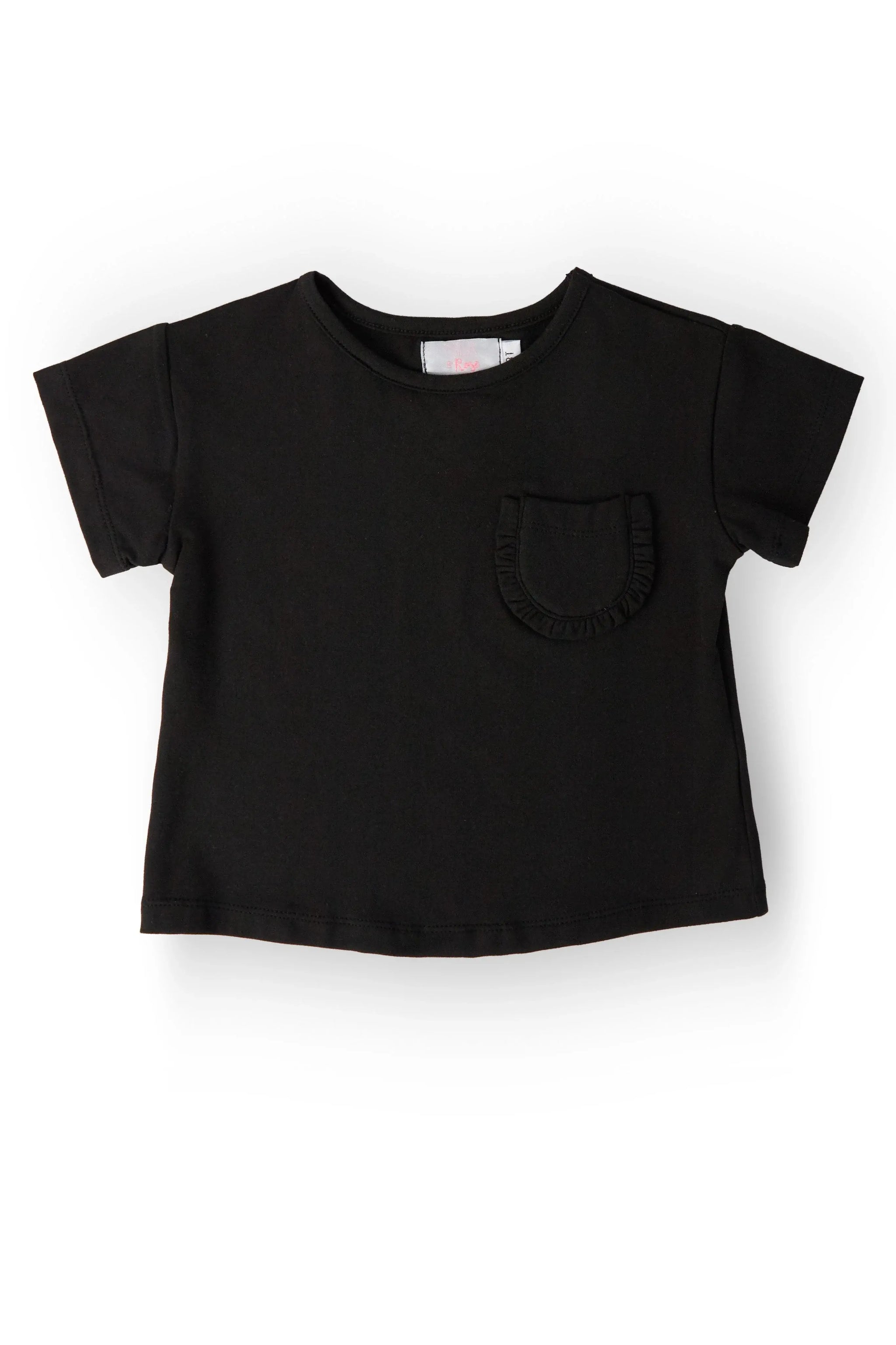 Black Ruffle Pocket Tee - Mila & Rose ® - Flyclothing LLC