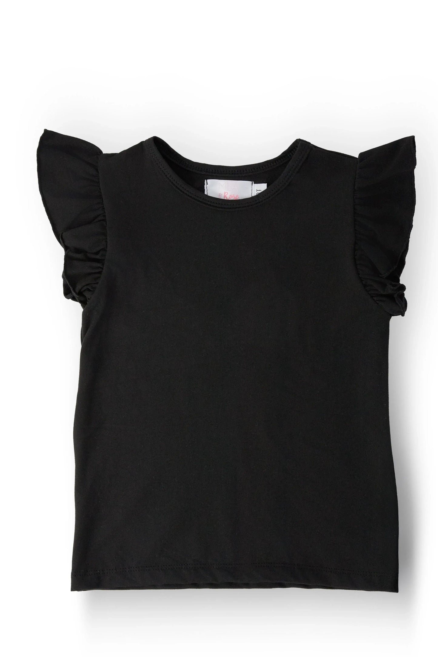 Black S/S Ruffle Tee - Mila & Rose ® - Flyclothing LLC