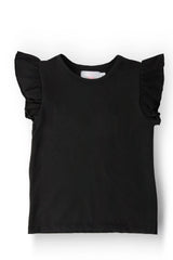 Black S/S Ruffle Tee - Mila & Rose ® - Flyclothing LLC