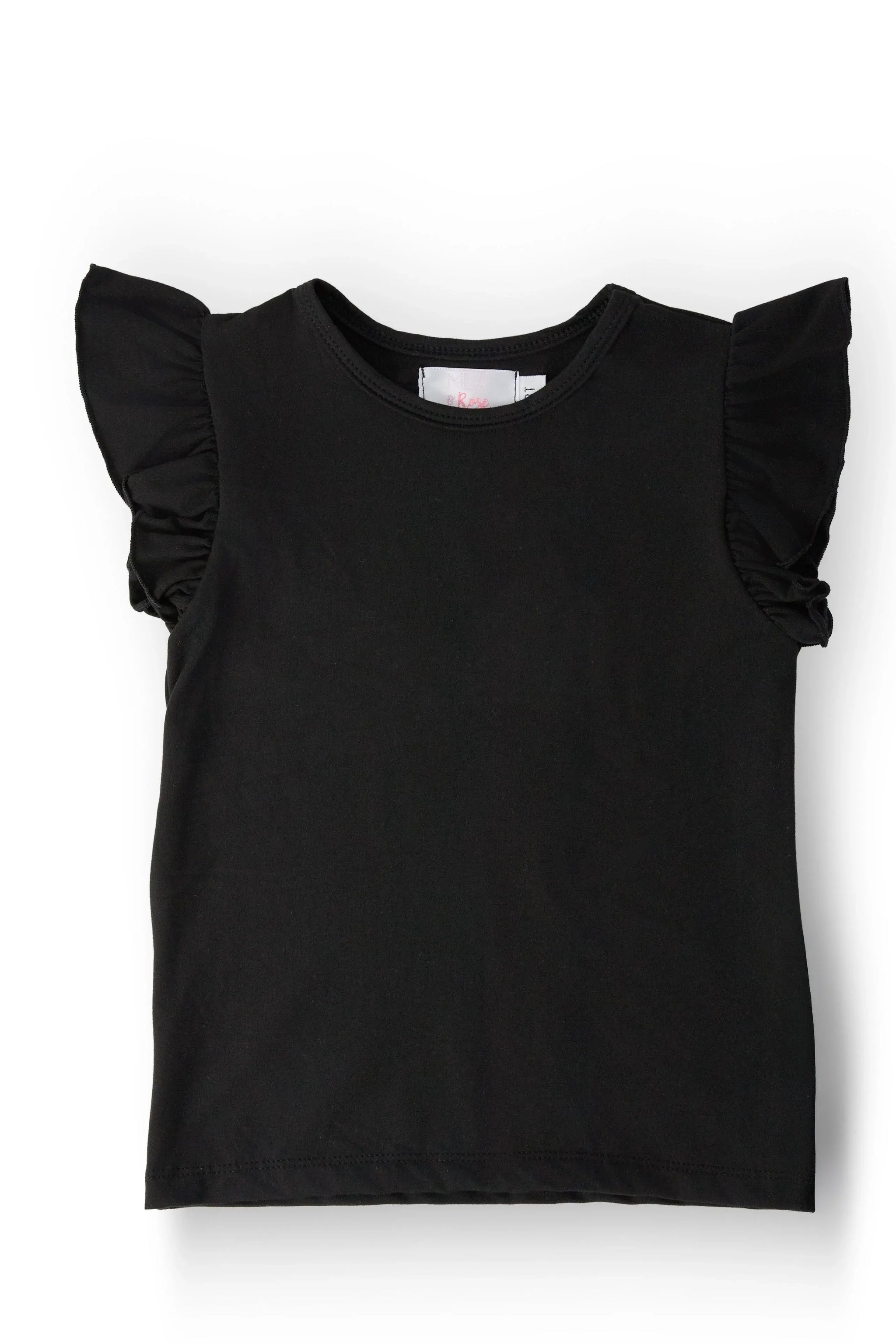 Black S/S Ruffle Tee - Mila & Rose ® - Flyclothing LLC