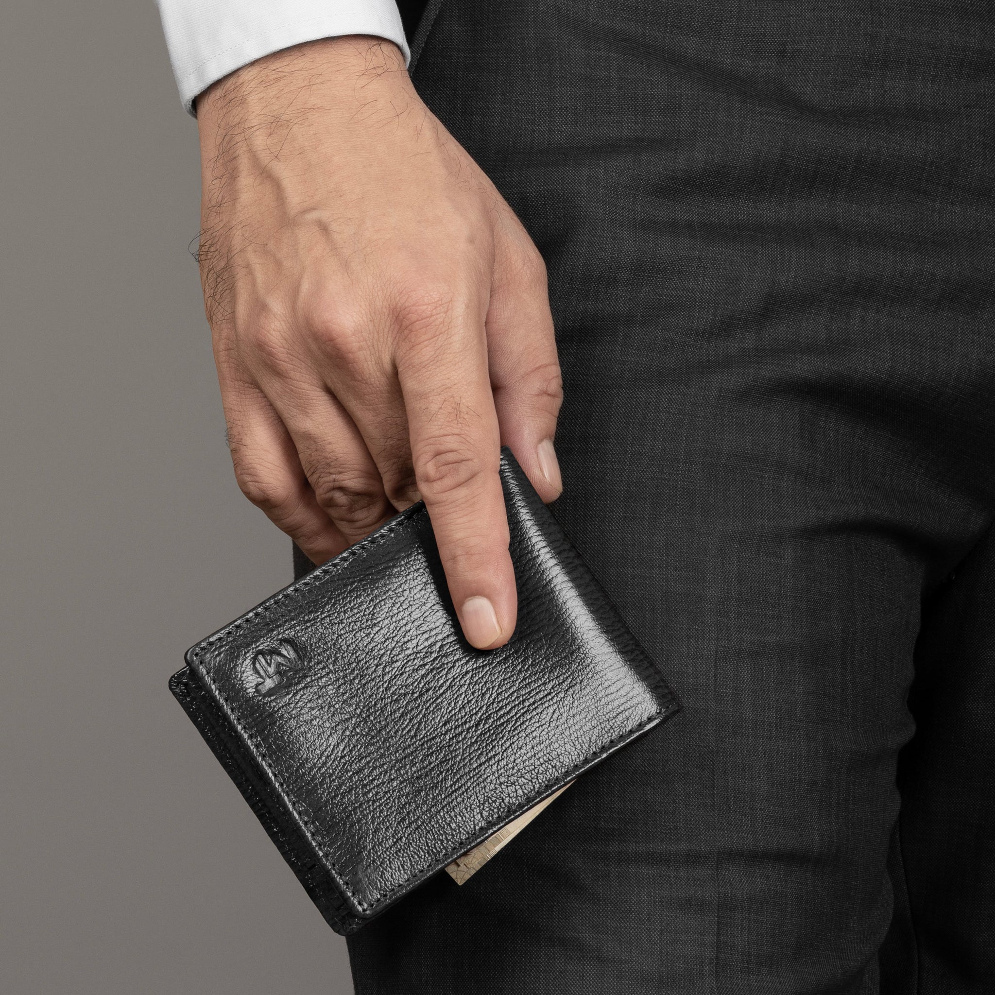 Black Sleek-Fit Wallet - Classy Leather Bags - Flyclothing LLC