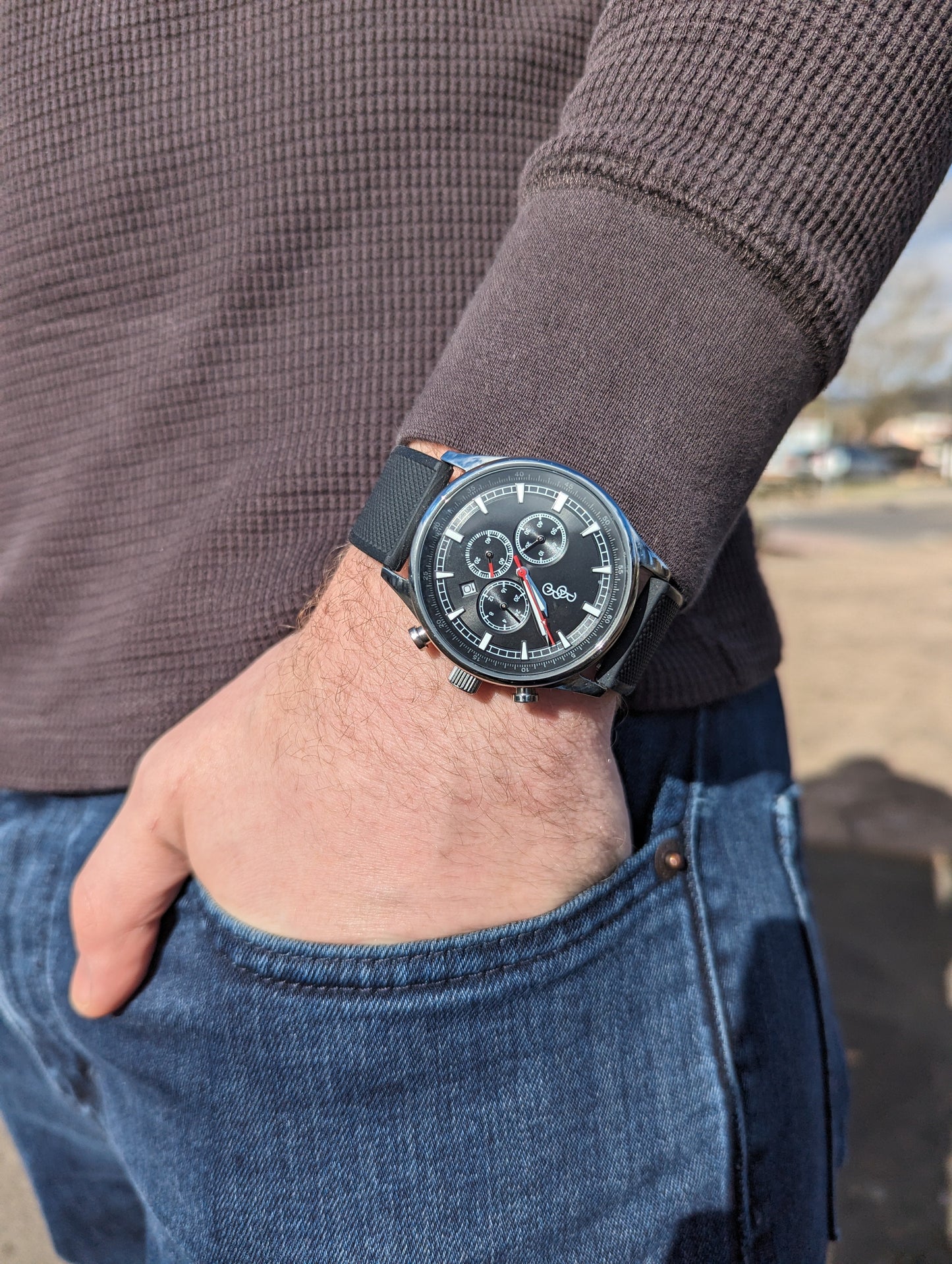 Black Sport Chronograph - The Beyond Boring Watch Company - Flyclothing LLC
