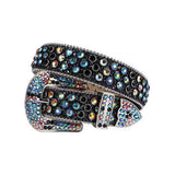 Black Strap With Black & Multi Studded Rhinestone Belt - Rhinestone Belt Store - Flyclothing LLC