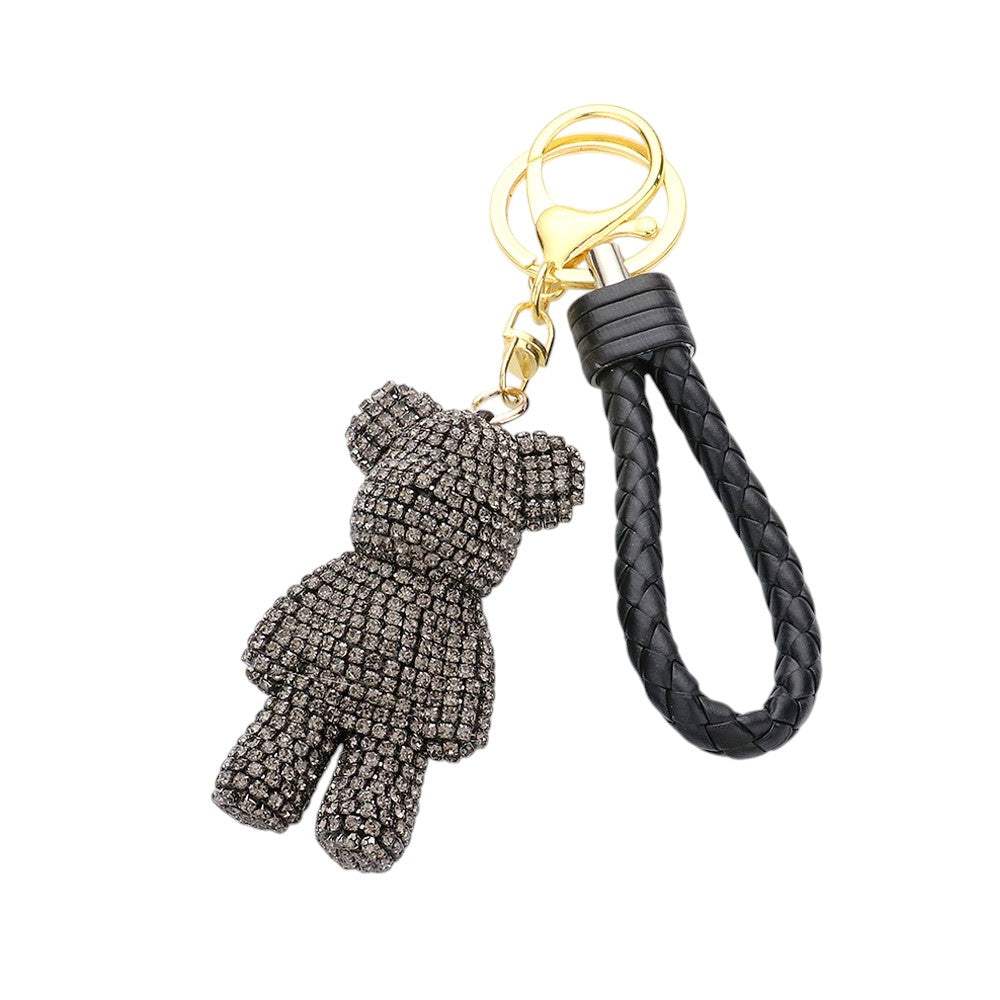 Bling Bear Figure Faux Leather Strap Bag Charm - Madeline Love - Flyclothing LLC