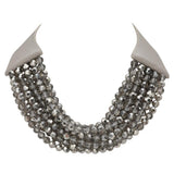 Chunky Acrylic Beaded Multi Layered Faux Leather Necklace - Madeline Love - Flyclothing LLC