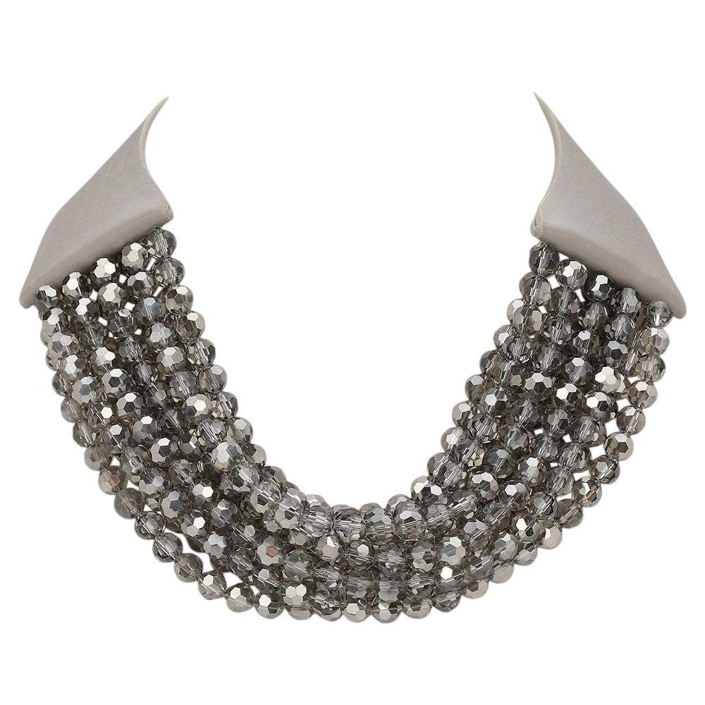 Chunky Acrylic Beaded Multi Layered Faux Leather Necklace - Madeline Love - Flyclothing LLC