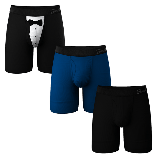 The Black Tie Wedding | Long Leg Ball Hammock® Pouch Boxers With Fly 3 Pack - Shinesty