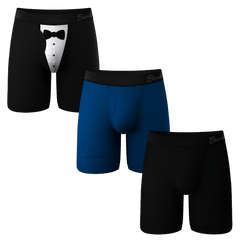 The Black Tie Wedding | Long Leg Ball Hammock® Pouch Boxers With Fly 3 Pack - Shinesty