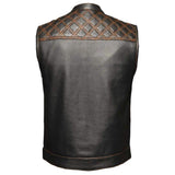 Orange Diamond - Men's Club Style Leather Motorcycle Vest - Unik Just for Bikers - Flyclothing LLC