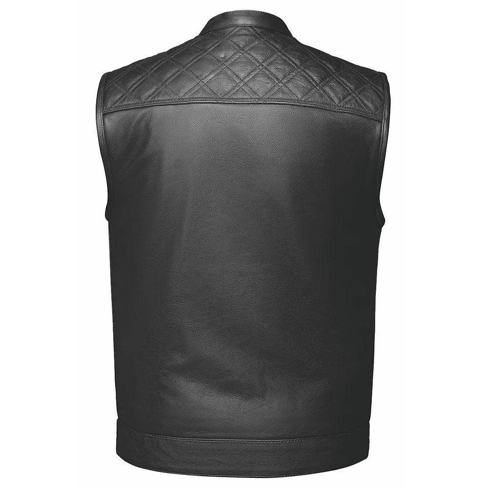 Black Diamond - Men's Club style Leather Motorcycle Vest - Unik Just for Bikers - Flyclothing LLC