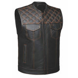 Orange Diamond - Men's Club Style Leather Motorcycle Vest - Unik Just for Bikers - Flyclothing LLC