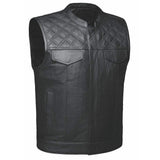 Black Diamond - Men's Club style Leather Motorcycle Vest - Unik Just for Bikers - Flyclothing LLC
