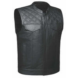 Black Diamond - Mens Premium Leather Diamond Stitch Club Vest - Unik Just for Bikers - Flyclothing LLC
