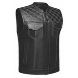 White Diamond - Men's Club Style Leather Motorcycle Vest - Unik Just for Bikers - Flyclothing LLC