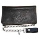 Black Trifold Snap Closure Biker Wallet - Unik Just for Bikers - Flyclothing LLC