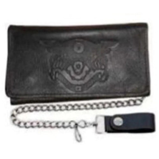 Black Trifold Snap Closure Biker Wallet