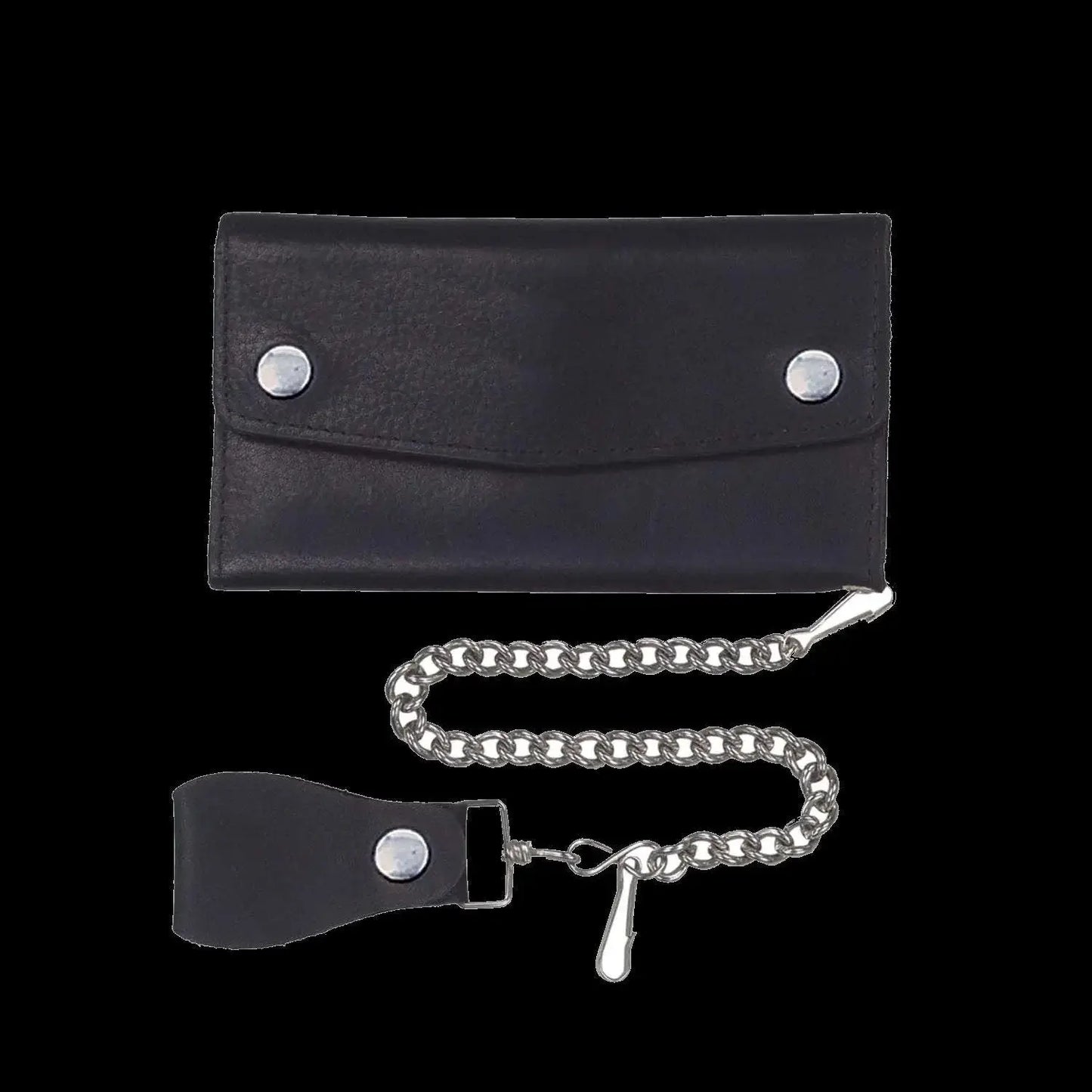 Black Snap Closure Biker Leather Wallet - Unik Just for Bikers - Flyclothing LLC