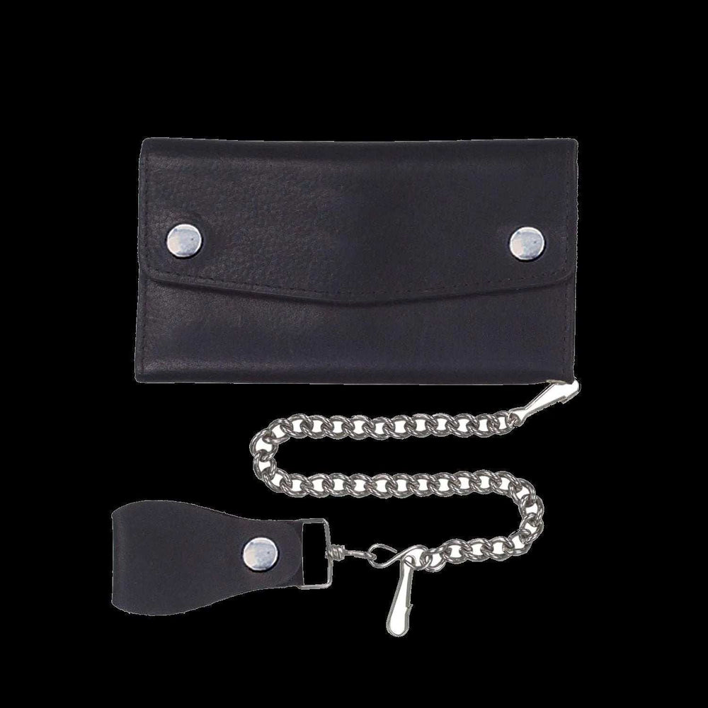 Black Snap Closure Biker Leather Wallet - Unik Just for Bikers - Flyclothing LLC