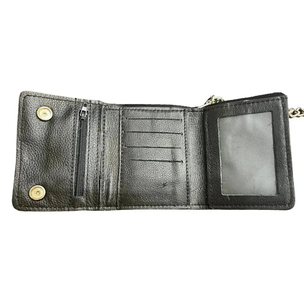 Small Black Trifold Biker Chain Wallet - Unik Just for Bikers - Flyclothing LLC