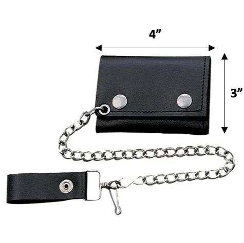 Mini Black Trifold Biker Chain Wallet - Unik Just for Bikers - Flyclothing LLC