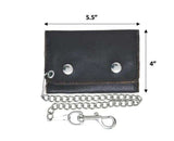 Small Brown Trifold Leather Biker Chain Wallet - Unik Just for Bikers - Flyclothing LLC