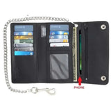 Black Trifold Chain Biker Wallet - Unik Just for Bikers - Flyclothing LLC